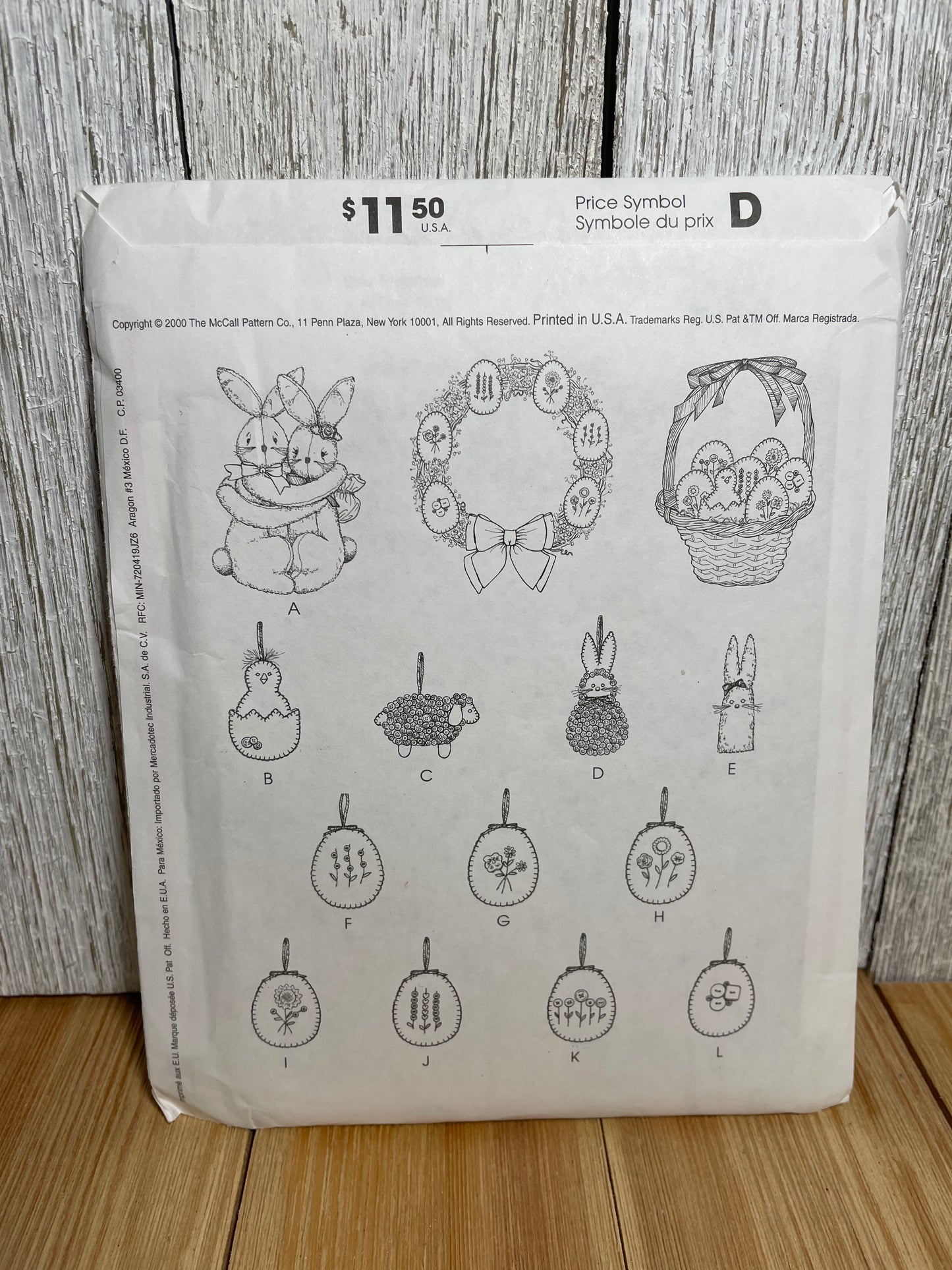 McCall's Crafts 2656 Easter Bunny, Fabric Eggs, Wreath Pattern UNCUT FF