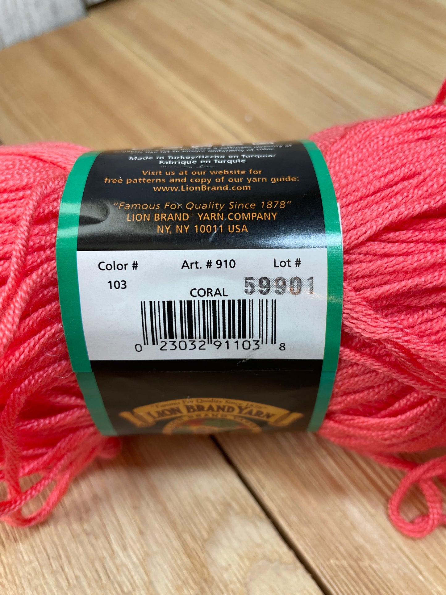 Lion Brand Micro Spun Sport Weight Yarn Coral, French Vanilla, Turquoise, Leaf (U Pik Color) Pink, White, Green, Blue