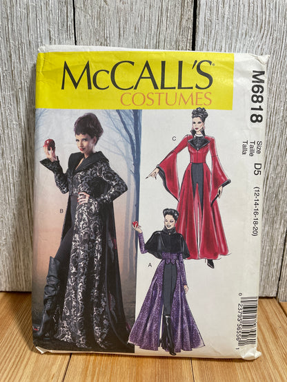 McCall's M6818 Villian Bell Sleeve Tailcoat Capelet Dickey Size 12-20 Pattern UNCUT FF Halloween Costume