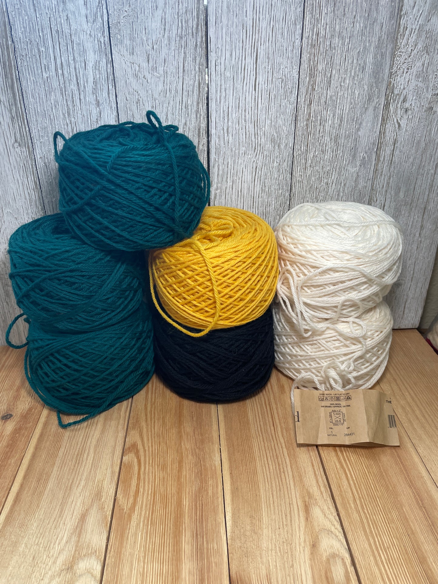 Mystery Yarn Bundle 7 Skien Bundle Yellow, White, Green, Black Worsted weight Wool Yarn