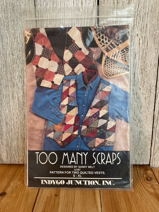 Too Many Scraps Indygo Junction Quilted Vests S-XL IJ347 Pattern UNCUT FF