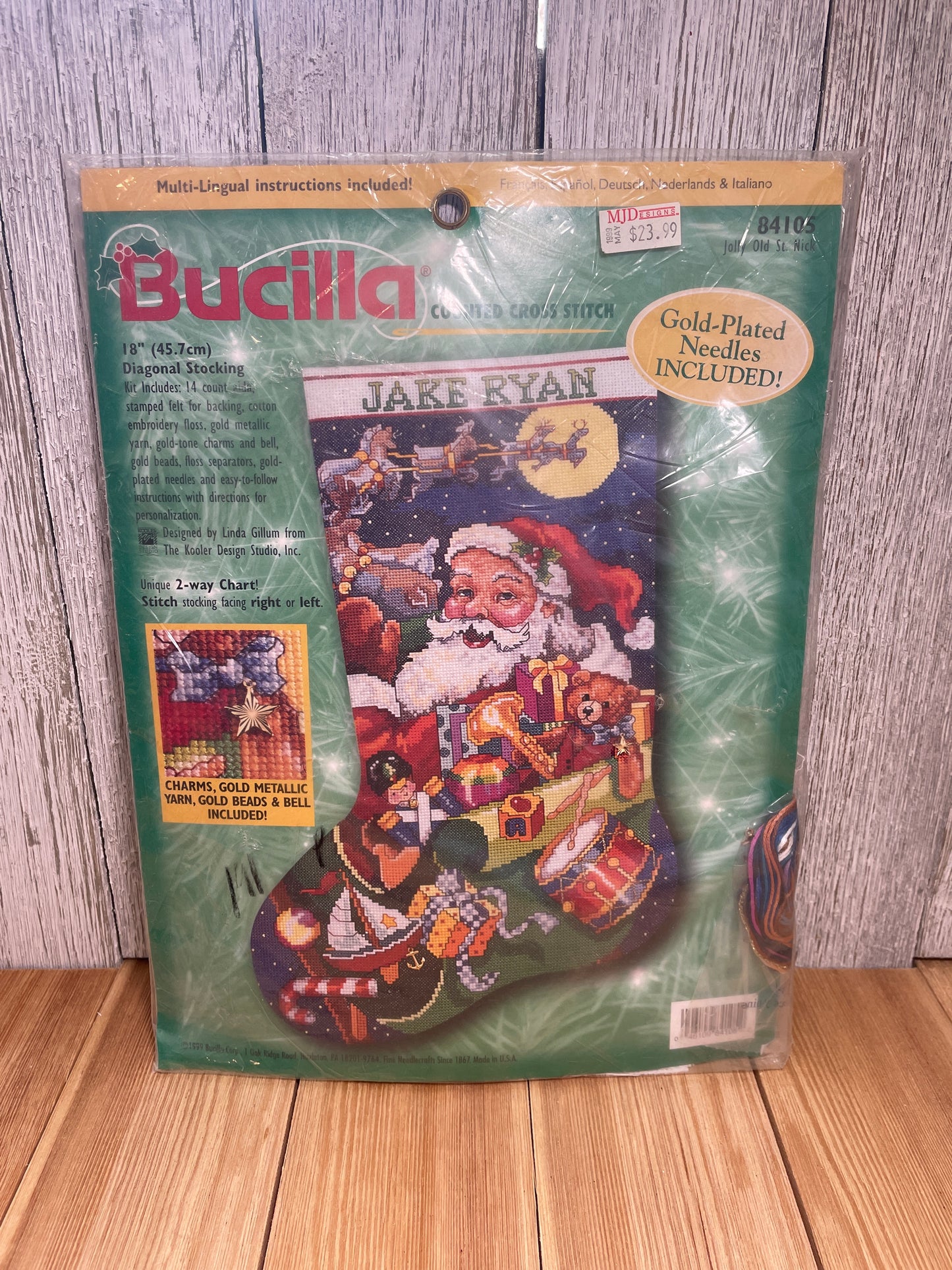 Bucilla Jolly Old St Nick Christmas Stocking Cross Stitch Kit 84105 NEW UNOPEN