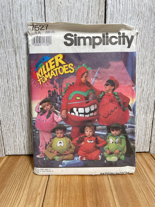 Simplicity 7527 Attack of the Killer Tomatoes Children's Tomato Costume Size Sm-Lg Pattern UNCUT FF Halloween Costume