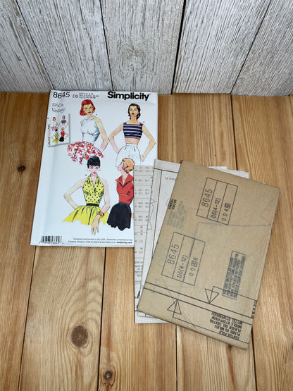 Simplicity 8645 Vintage Halter Tops Cropped Style Tops Size 4-12 Pattern Uncut FF