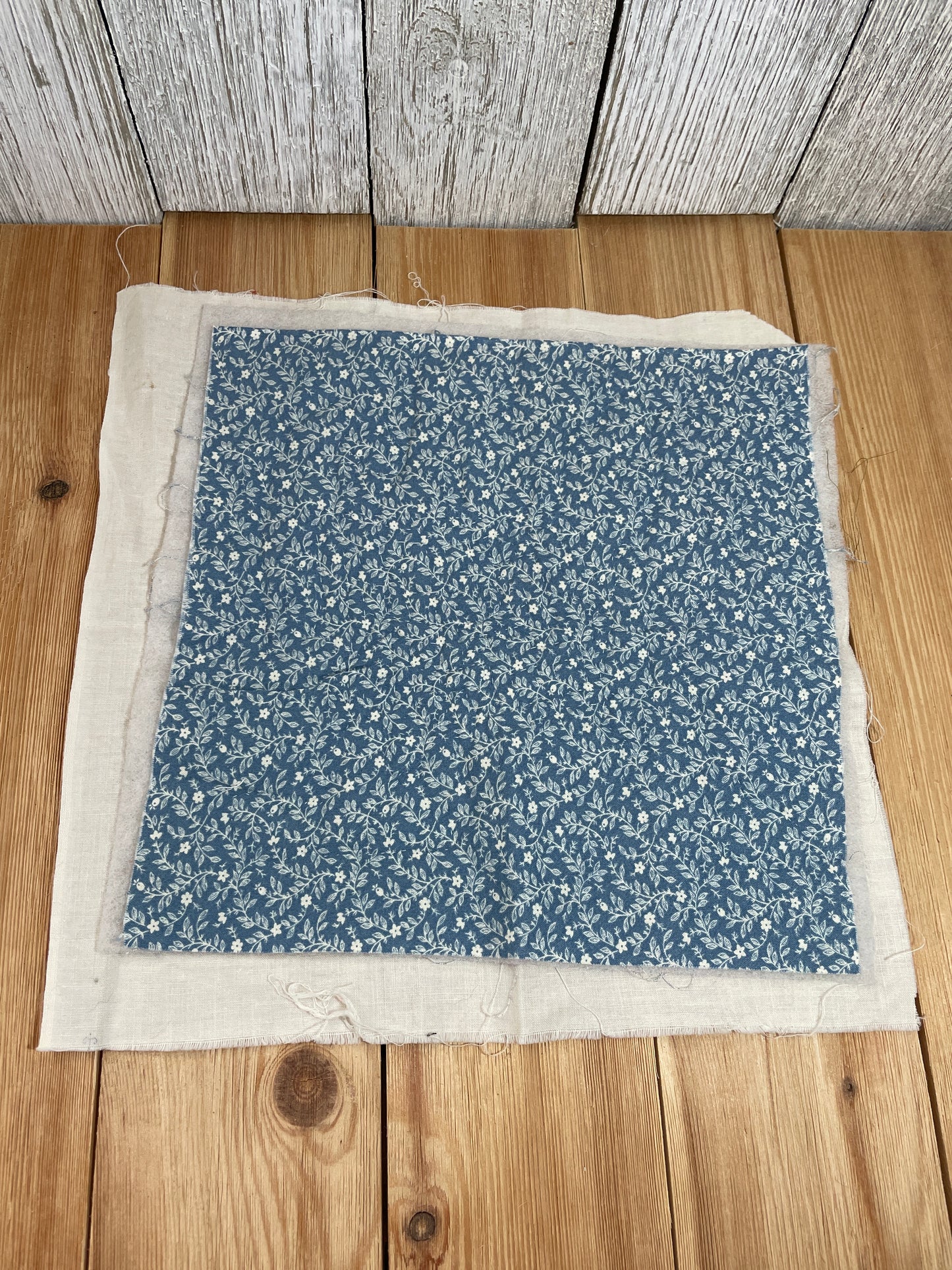 Smile Quilt Folk Art 11"x11" Blue and White Quilt Square Partially Hand-Quilted