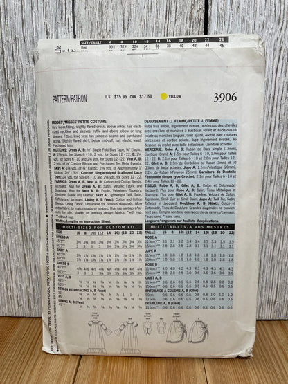 Butterick 3906 Historical Petite Pirate Bodice and Dress Pattern Costume Size 12-16 UNCUT FF Halloween