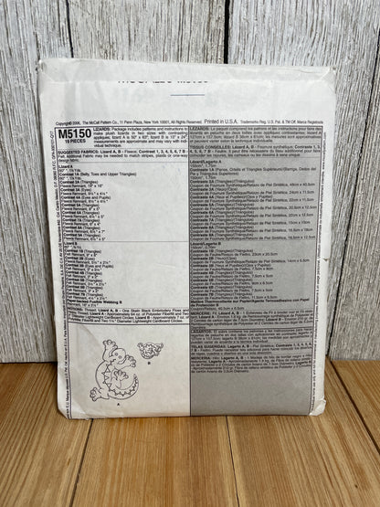 McCall's Crafts M5150 Children's Plush Lizard Body Pillow in Two Sizes Pattern UNCUT FF