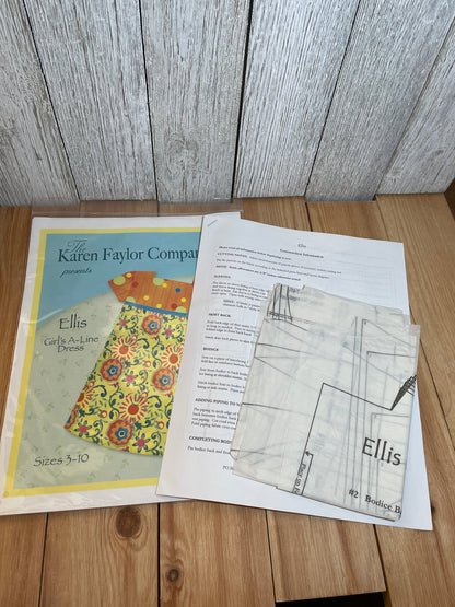 The Karen Faylor Company Ellis Girl's A-line Dress Pattern Size 3-10 KF07