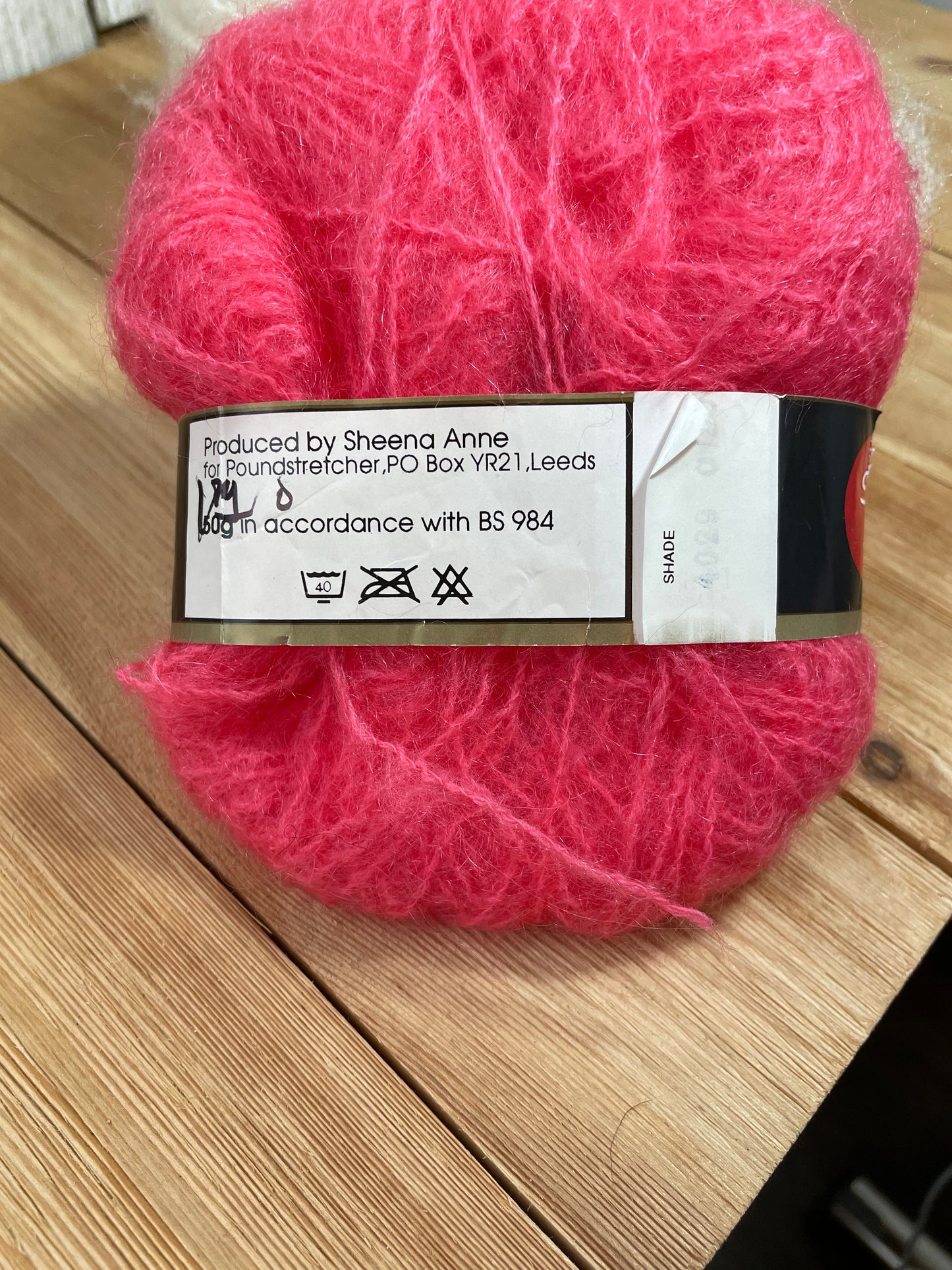 Sheena Anne Mohair Look White and Pink 2 Skein Bundle