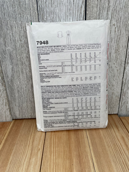 Simplicity 7948 Misses Petite Jacket & Jumpsuit Size 14-24 Uncut FF Sewing Pattern