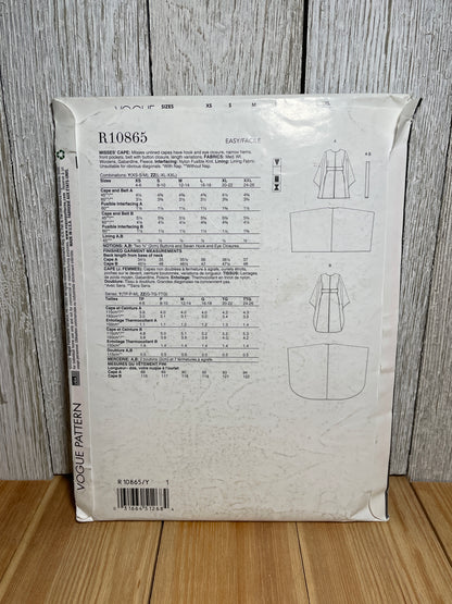 Vogue R10865 Bat Wings Cape with Belt Mid Knee Size 4-14 Pattern UNCUT FF