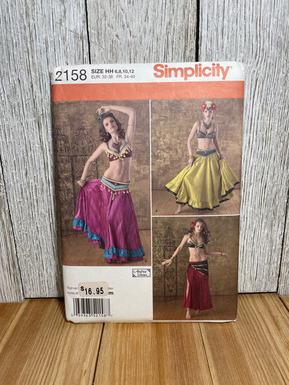 Simplicity 2158 Belly Dancer Low Waist Skirt and Matching Bra Size 6-12 Pattern UNCUT FF Halloween Costume