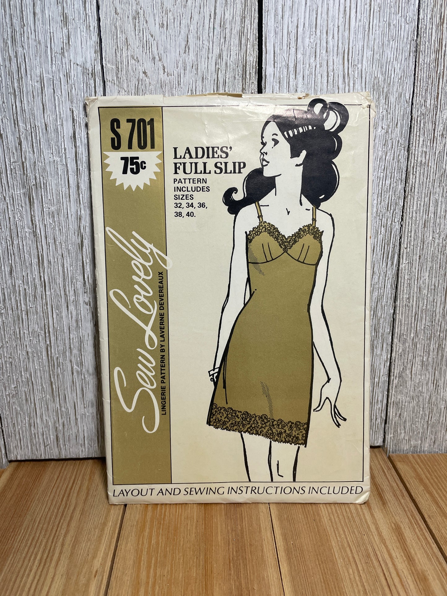 Sew Lovely Ladies Full Slip S701 Pattern Size 32-38 Vintage 1970 Cut Complete
