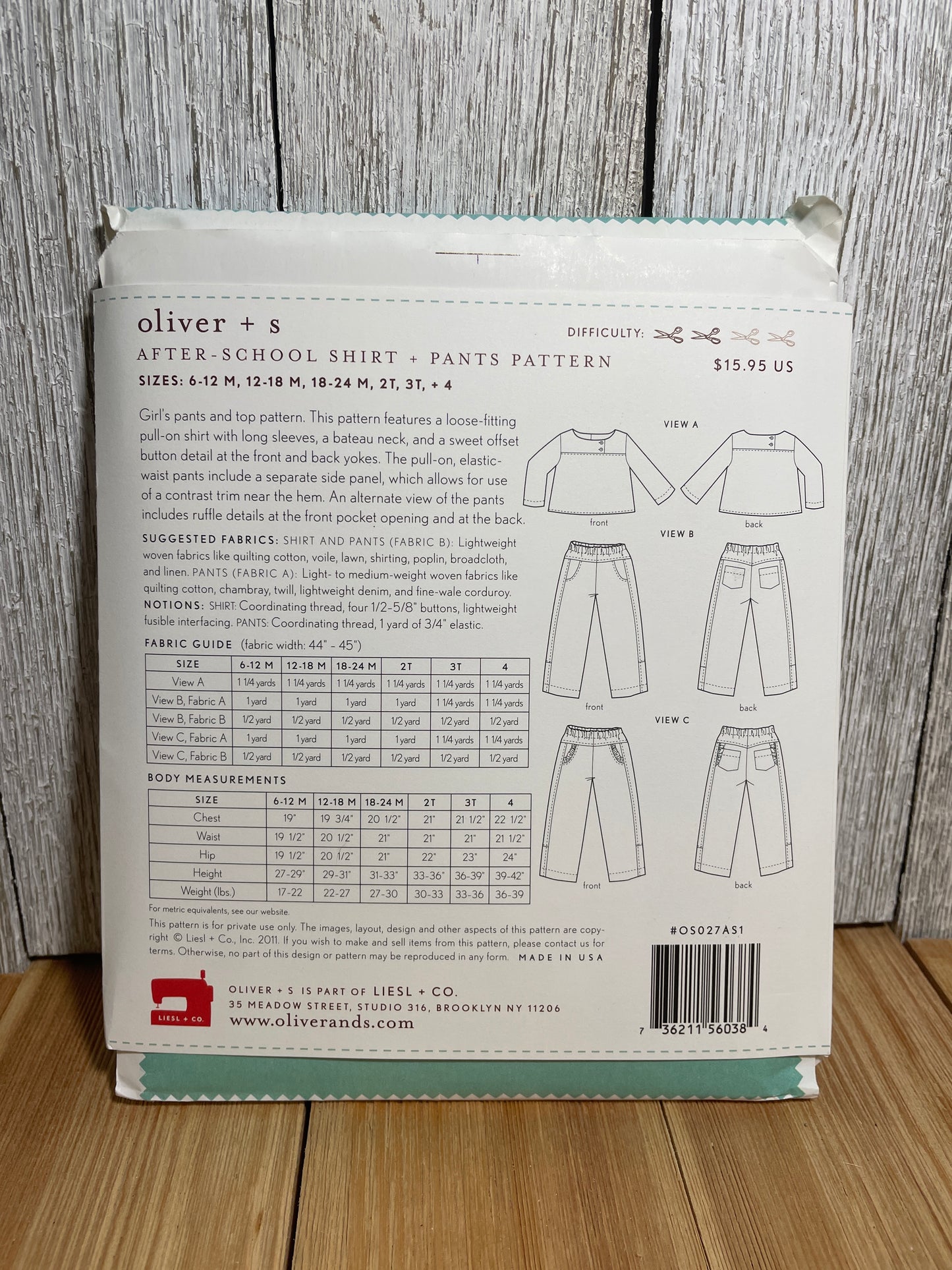 Oliver + S Girls Child Dress and Shorts Physical Pattern (U PIC Pattern) UNCUT FACTORY FOLDED Oliver and S