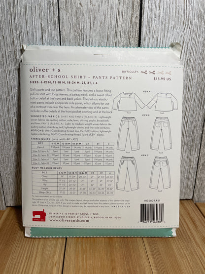 Oliver + S Girls Child Dress and Shorts Physical Pattern (U PIC Pattern) UNCUT FACTORY FOLDED Oliver and S