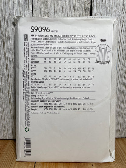 Simplicity S9096 Men's King Coat and Hat Size 34-52 Pattern UNCUT FF Halloween Costume