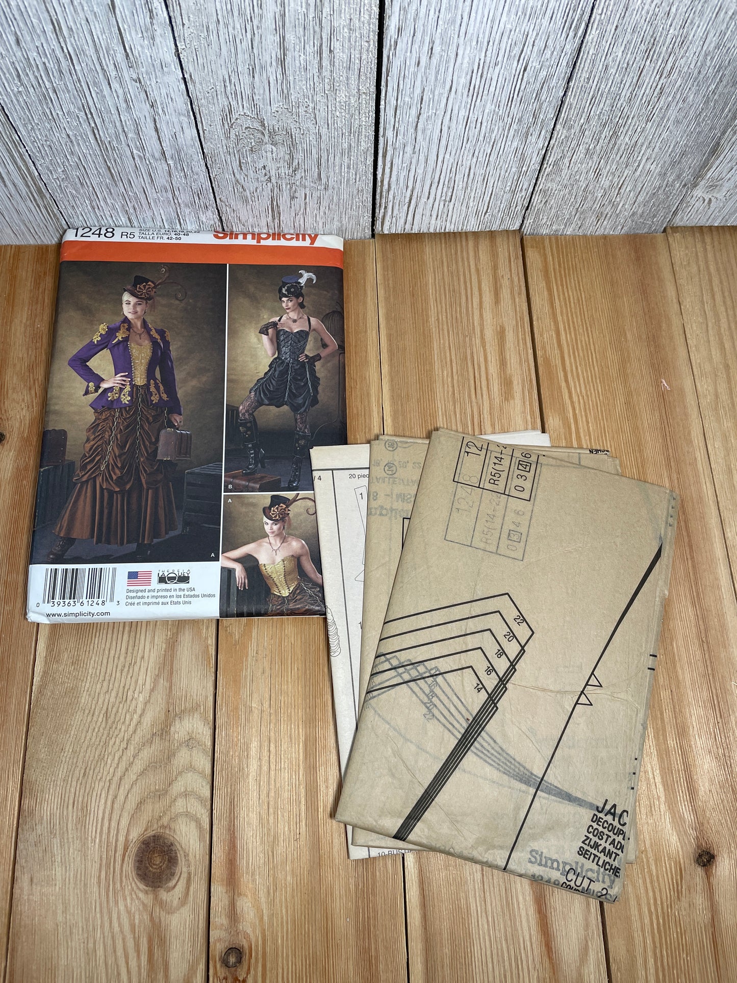 Simplicity 1248 Goth Steampunk Corset Dress with Waistcoat Size 14-22 Pattern UNCUT FF Halloween Costume