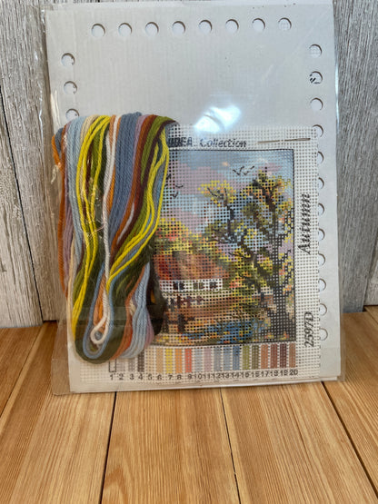 Duftin Painted Canvas for Needlepoint Spring, Winter, Summer, Autum Cottage Kit (PIC UR KIT)
