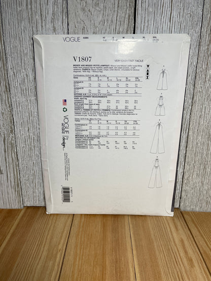 Vogue V1807 Halter-top Dress or Pantsuit with Pockets Size 4-14 Pattern UNCUT FF