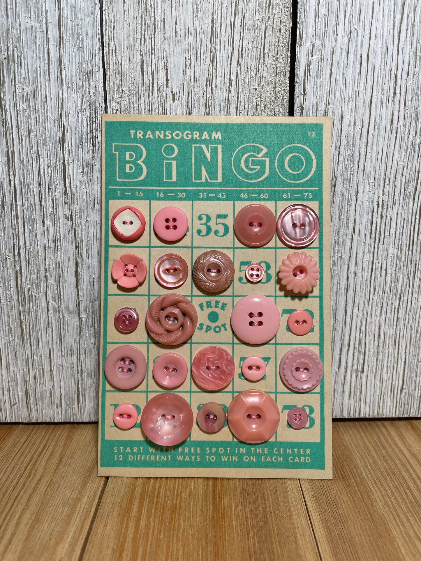 Vintage Button Lot on Bingo Card U PICK Antique Quirky Cute