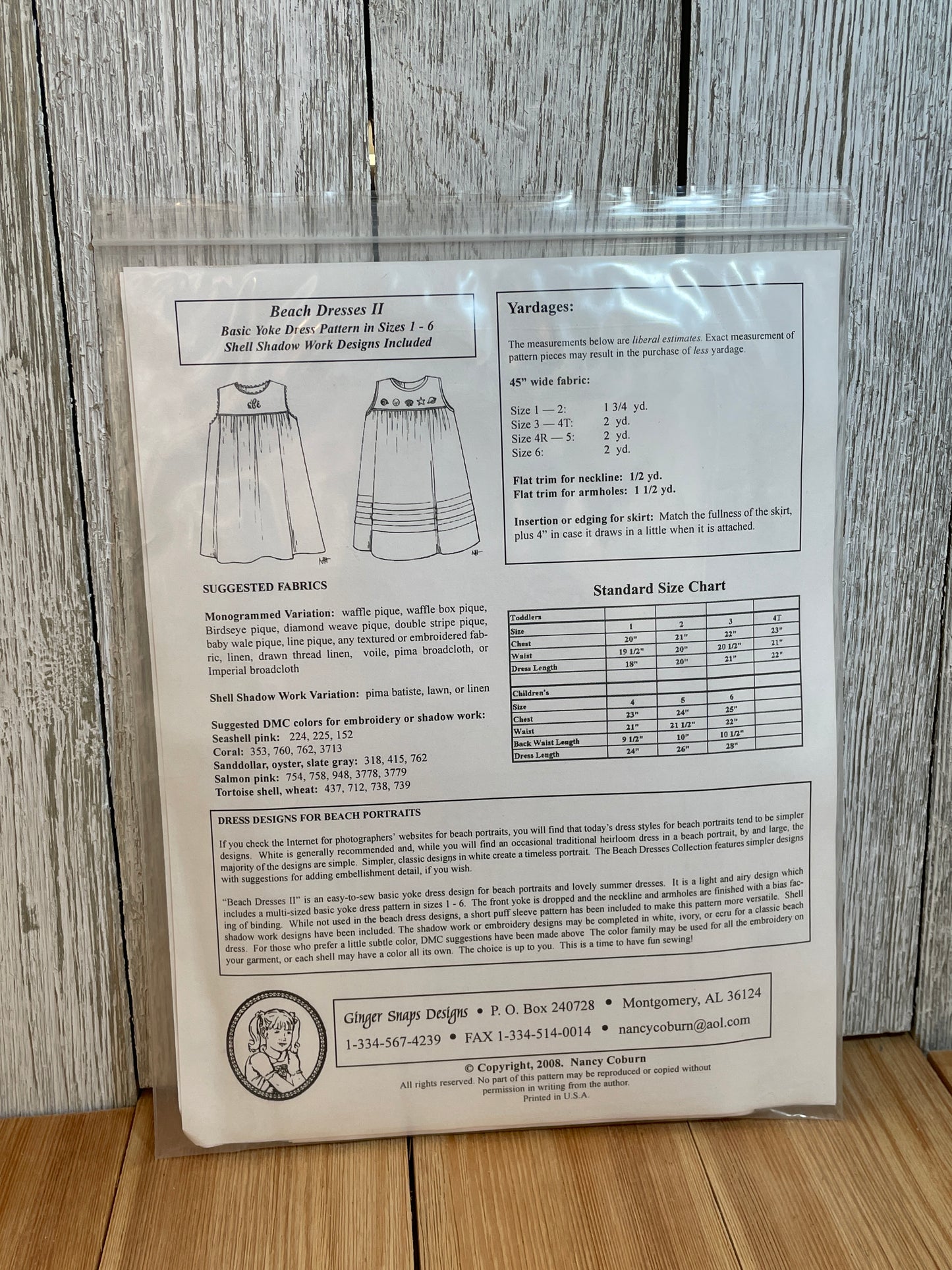 Ginger Snaps Designs Beach Dresses II Size 1-6 Pattern Summer Child Dress