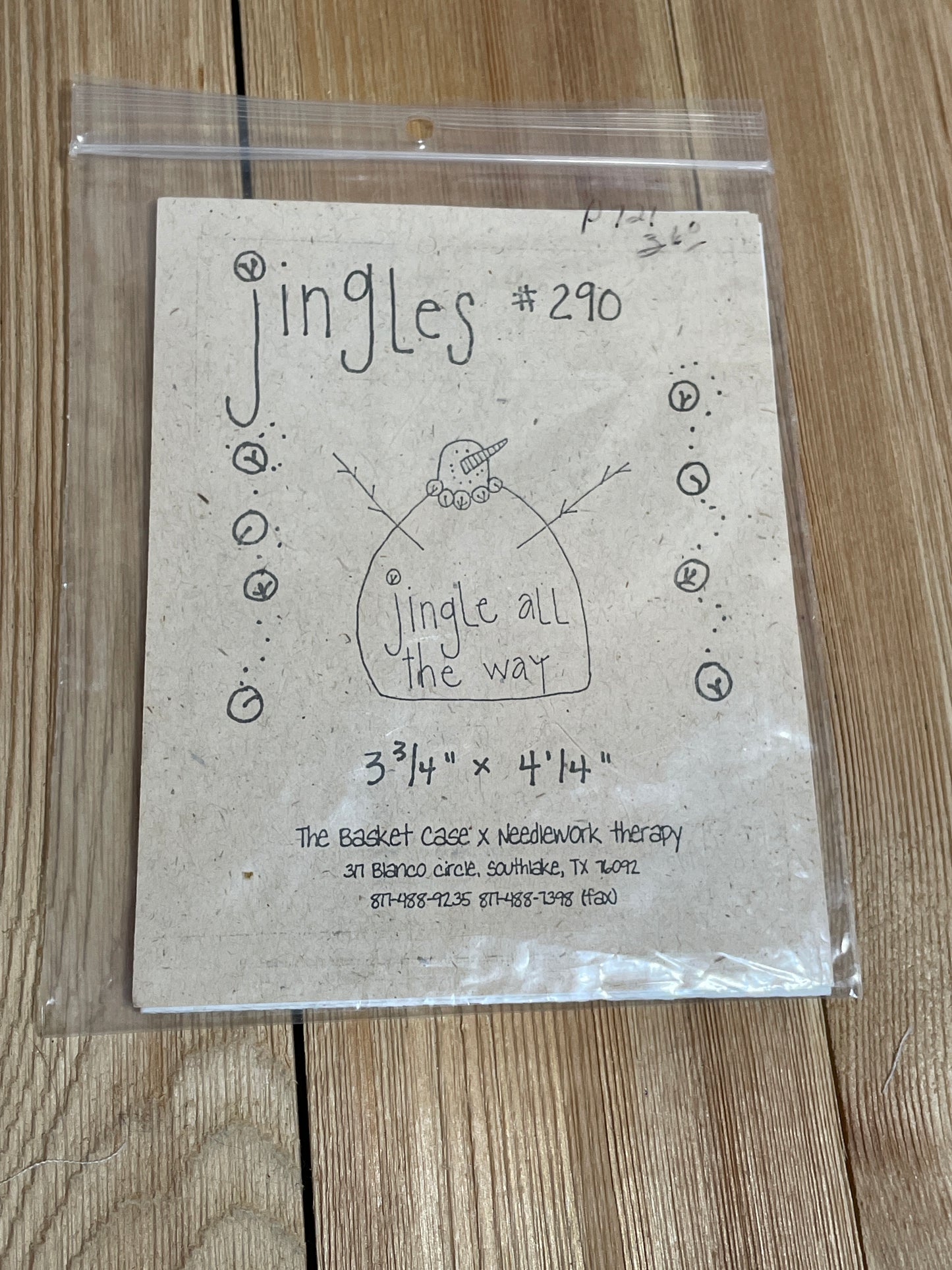 Basket Case and Needle Therapy Jingles #290 Applique Pattern Christmas