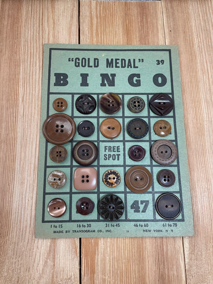 Vintage Button Lot on Bingo Card U PICK Antique Quirky Cute