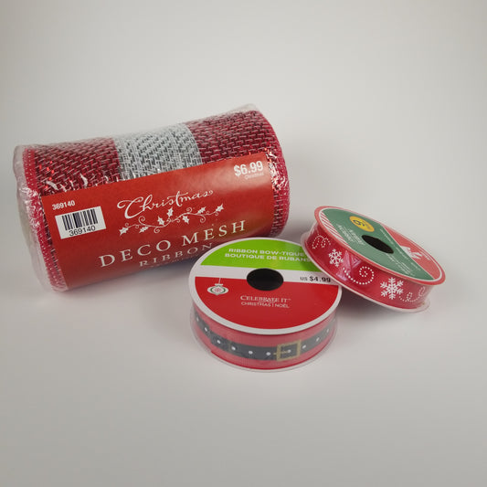 Christmas ribbon bundle 3 spools