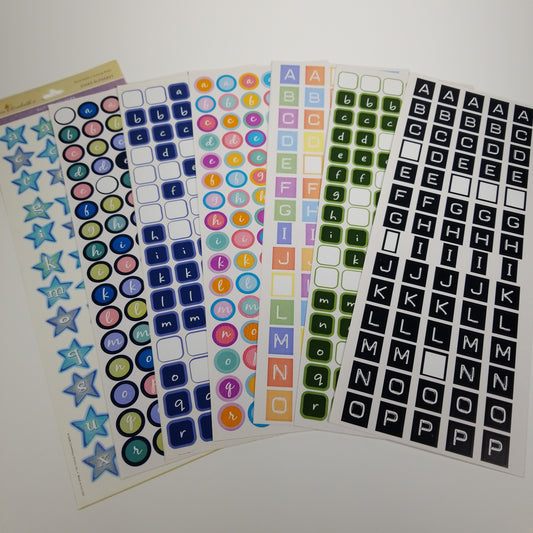 Blocky alphabet stickers - 7 sheets