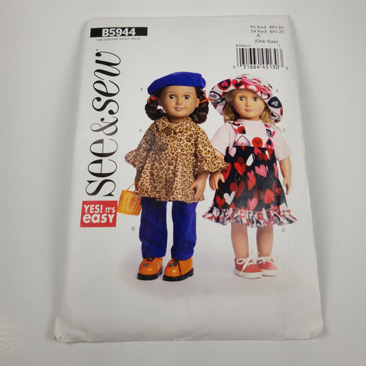 B5944 Sew Doll Clothes Sewing Pattern