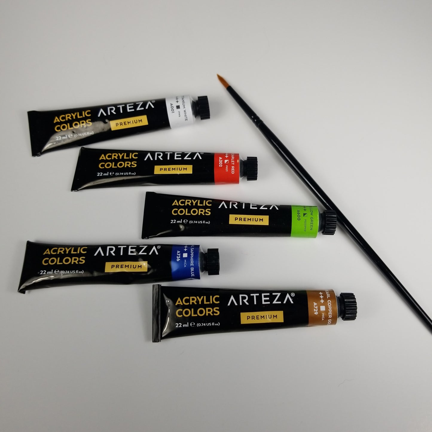 Arteza paint tubes and paint brush