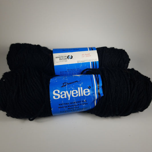 2 skein bundle Dawn Sayelle Acrylic Yarn Black