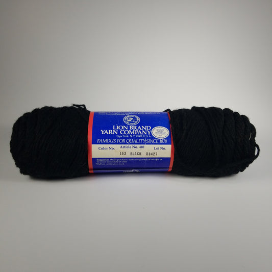 1 Skein Lion Brand Black Acrylic Yarn