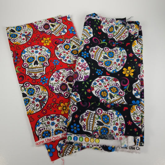 Day of the dead skull fabric cotton Halloween