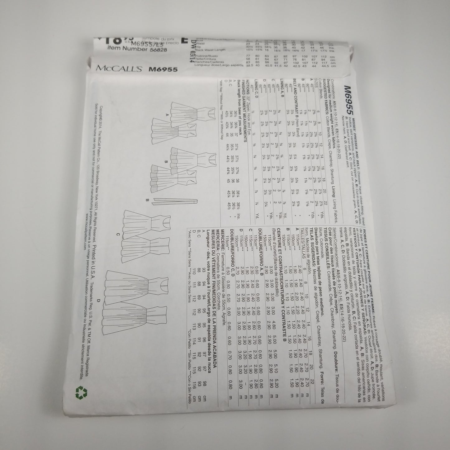 McCall's M6955 Sewing pattern