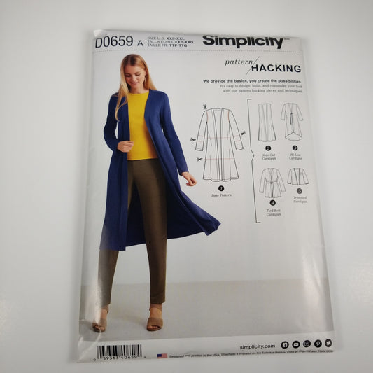 Simplicity #D0659 misses knit cardigan new uncut size A (xxs-xxl) ff sewing pattern