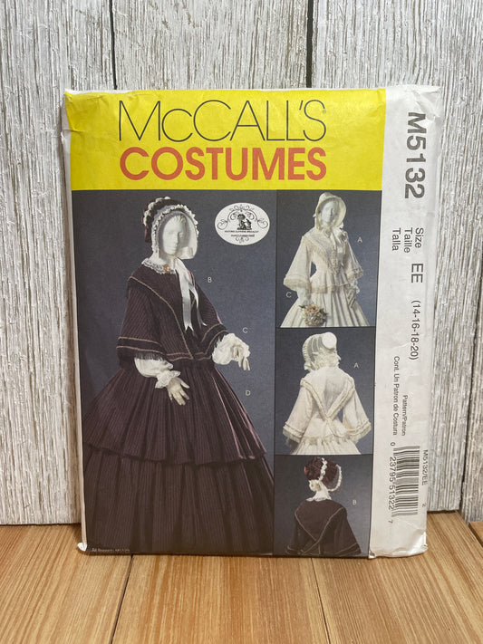 McCall's M5132 Costumes Civil War Gown Bonnet, Jacket, Dress Pattern Size 14-20 UNCUT FF