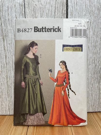 Butterick B4827 Historic Medieval Dress and Belt Size 6-12 UNCUT FF Princess Bride, Ella Enchanted Pattern Costume Halloween