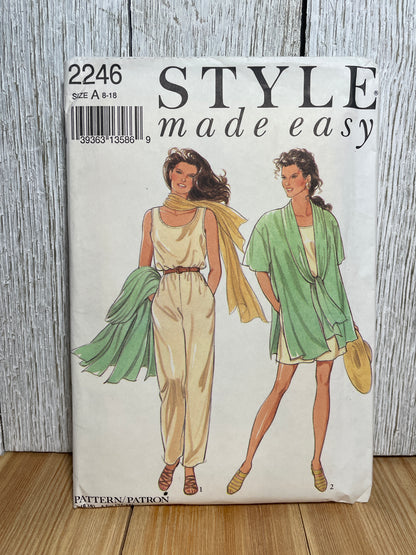 Style Made Easy 2246 Lose Fit Jacket Jumpsuit in Two Lengths Size 8-18 Pattern UNCUT FF
