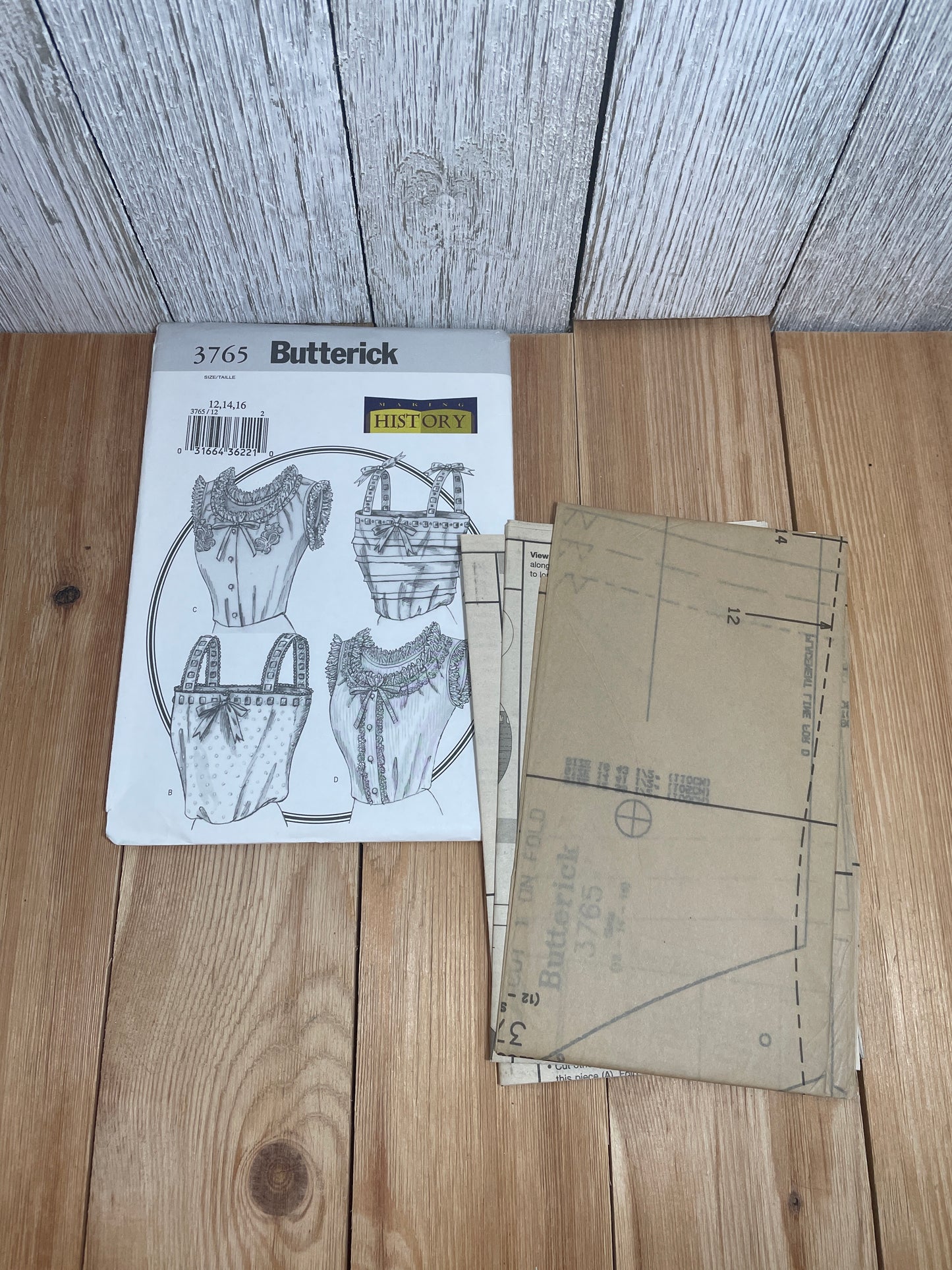 Butterick 3765 Making History Historical Chamisal in Four Styles Pattern Size 12-16 UNCUT FF