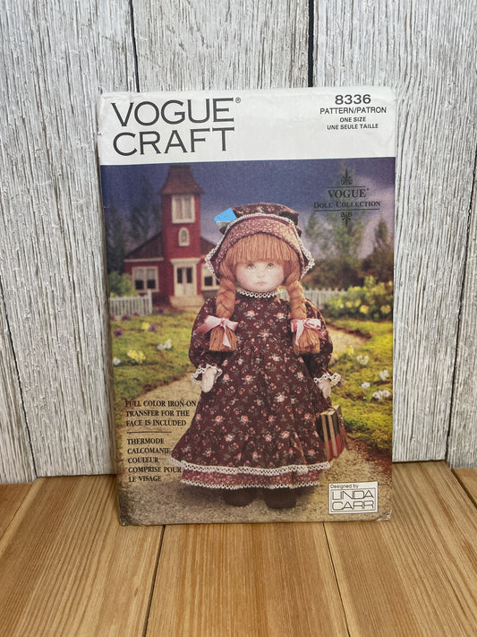 Vogue Craft 8336 Doll Collection Early American Doll and Outfit with Face Transfer Pattern UNCUT FF