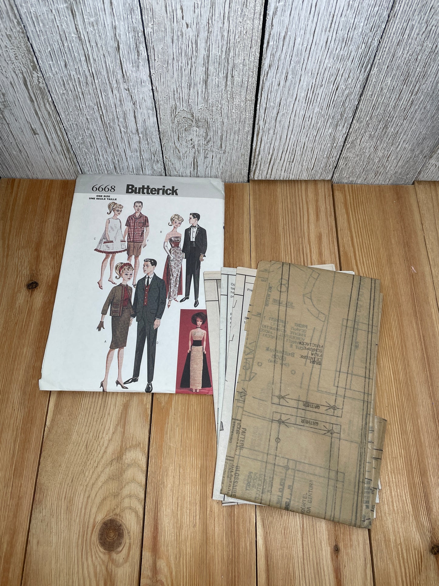 Butterick 6668 11.5" Doll Dress Suit Vintage 40's Fashion Doll Wardrobe Pattern UNCUT FF