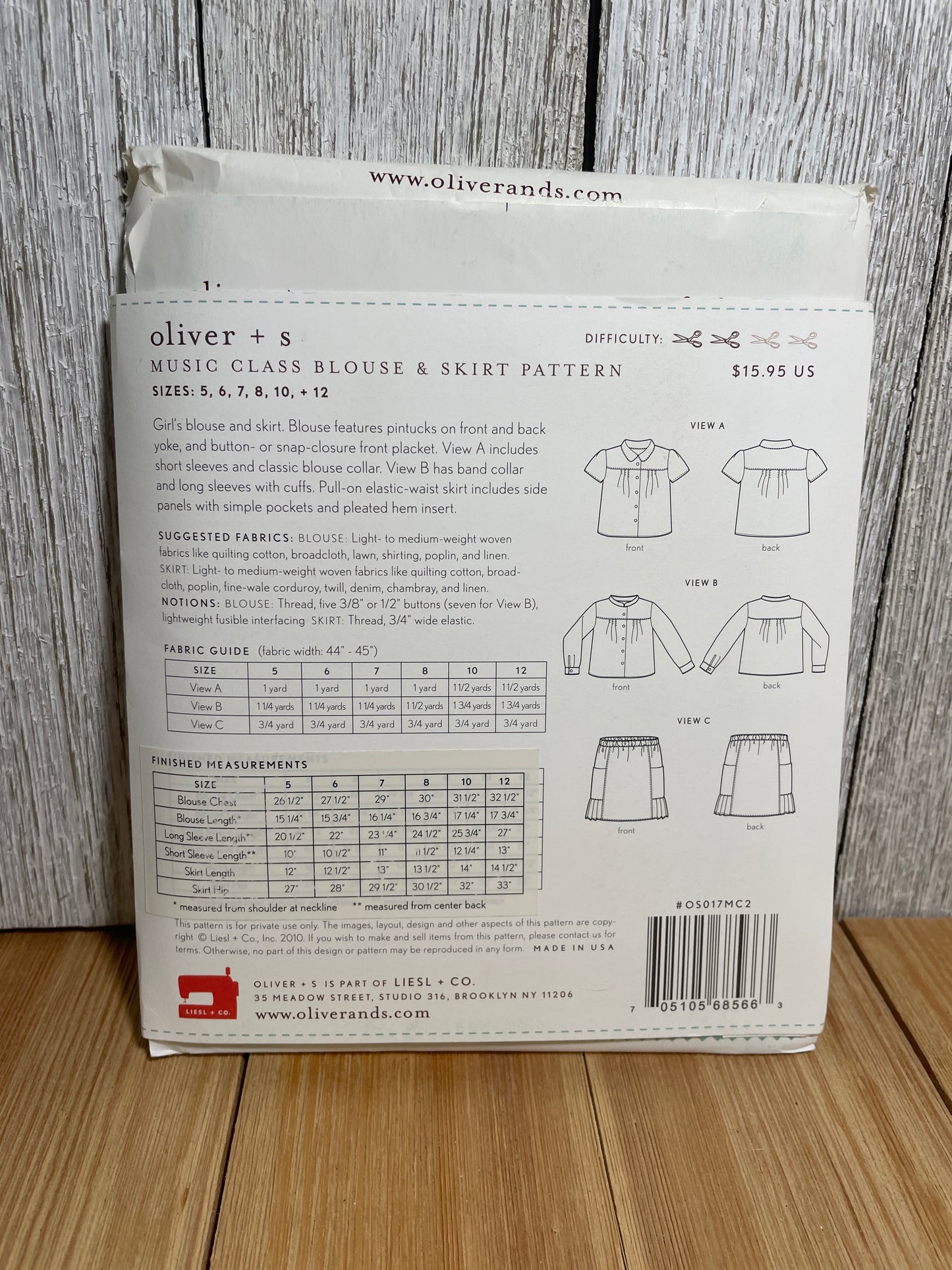Oliver + S Girls Child Dress and Shorts Physical Pattern (U PIC Pattern) UNCUT FACTORY FOLDED Oliver and S