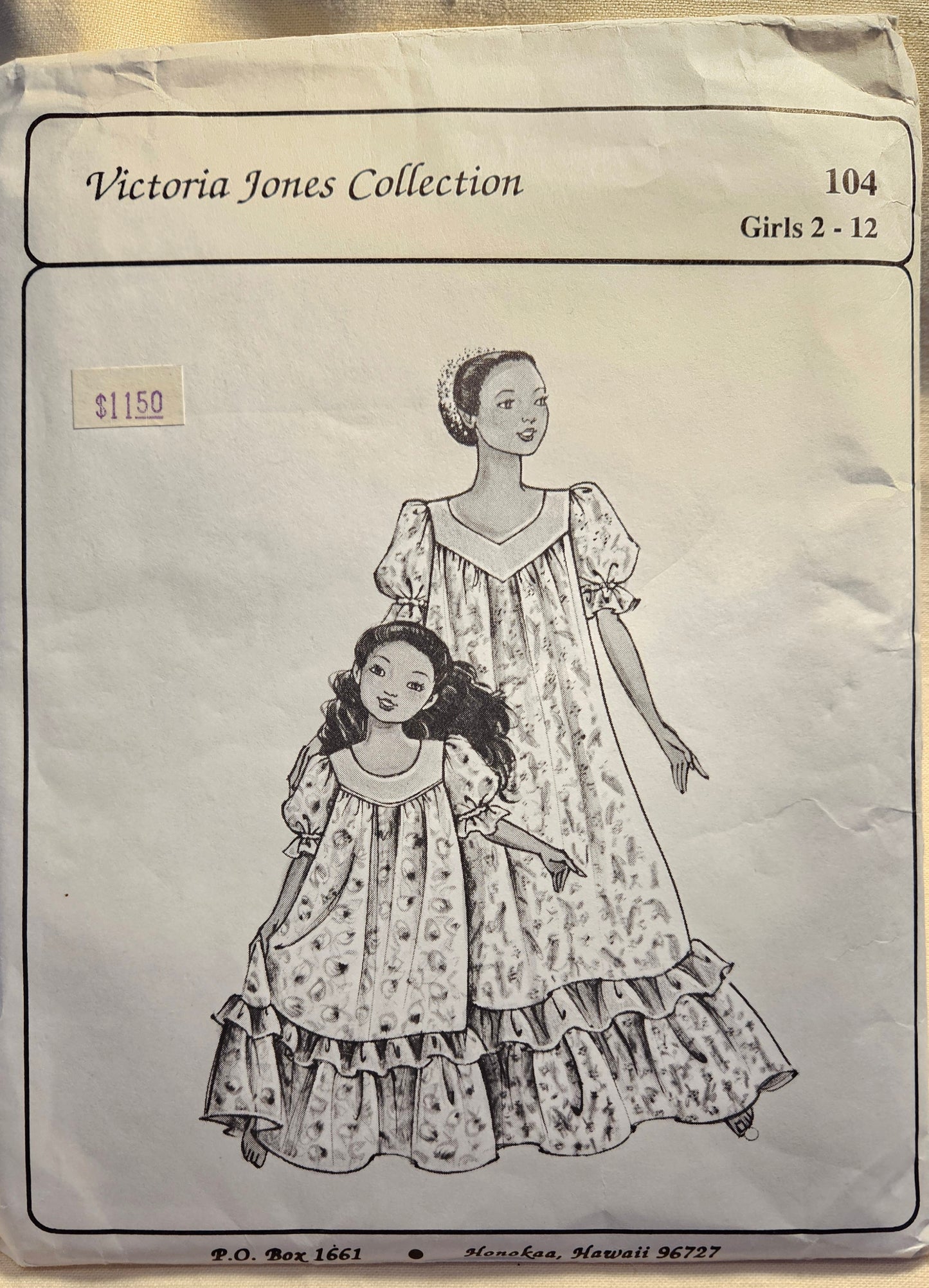 Victoria Jones Collection dress muumuu #104 girls size 2-12 uncut ff sewing pattern