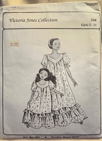 Victoria Jones Collection dress muumuu #104 girls size 2-12 uncut ff sewing pattern