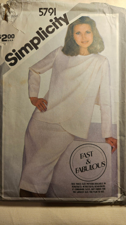 Simplicity #5791 misses sizes N 10-14 uncut ff sewing pattern