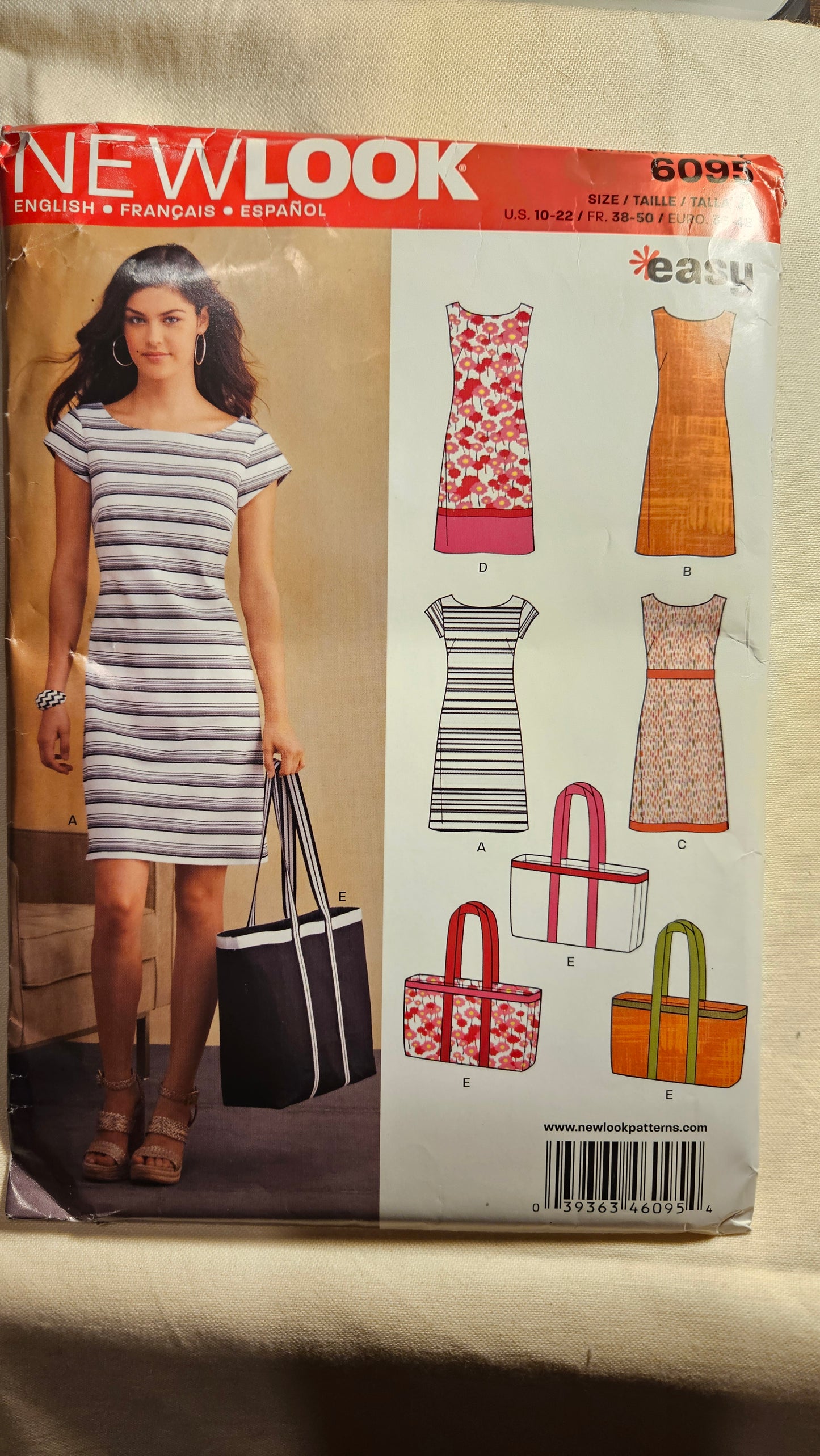 New look #6095 dress sizes 10-22 sewing pattern ff uncut