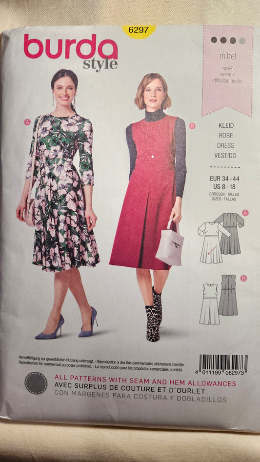 Burda #6297 misses dress sizes 8-18 uncut ff sewing pattern