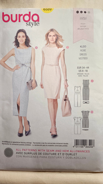 Burda #6320 misses dress sizes 8-18 uncut ff sewing pattern