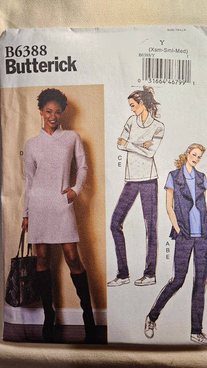 Butterick #B6388 misses sizes XS-MED uncut ff sewing pattern